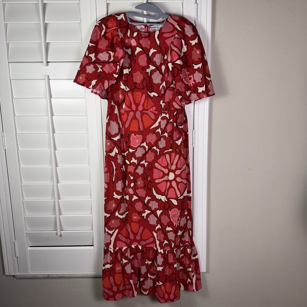 Red Floral Midi Dress - Brand Unknown